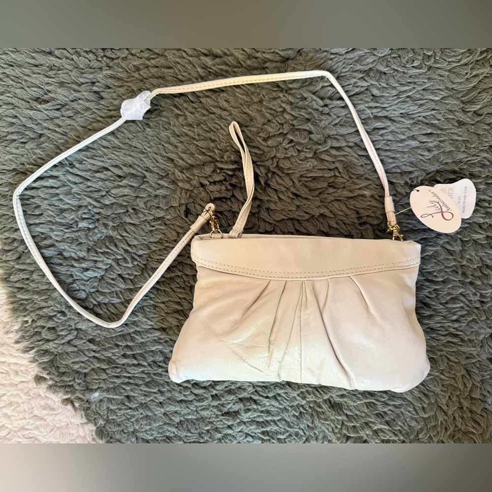 NWT Vintage 80s Lady Ambassador White (Bone) Leather Shoulder Purse